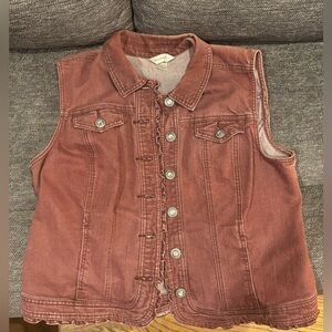 Christopher & Banks Brick Red Denim Vest, size XL. Like New